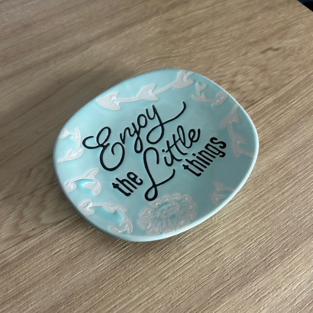 Enjoy the Little Things Mint Green Trinket Dish